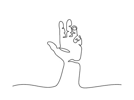 fingers outline drawing - Continuous line drawing. Hand palm with fingers. Vector illustration Stock Photo - Budget Royalty-Free & Subscription, Code: 400-09117089