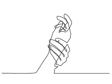 fingers outline drawing - Continuous line drawing. Holding woman hands together. Vector illustration Stock Photo - Budget Royalty-Free & Subscription, Code: 400-09117094