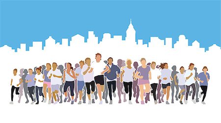 simsearch:400-05129335,k - Front view of the crowd of young people running in the city marathon. Stock Photo - Budget Royalty-Free & Subscription, Code: 400-09117189