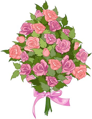 Illustration of bouquet of roses Stock Photo - Budget Royalty-Free & Subscription, Code: 400-09117238