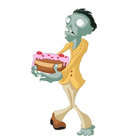 Vector image of a Cartoon zombie with a cake Stock Photo - Budget Royalty-Free & Subscription, Code: 400-09117283