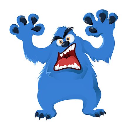 simsearch:400-06393288,k - Vector image of blue cartoon angry Monster Photographie de stock - Aubaine LD & Abonnement, Code: 400-09117307