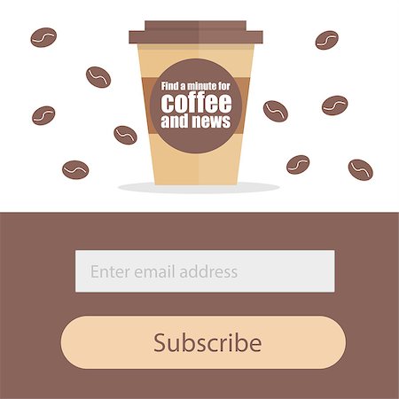 Template for subscribe to a newsletter - Coffee Modern creative concept for restaurant or coffee house Stock Photo - Budget Royalty-Free & Subscription, Code: 400-09117317