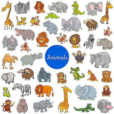 simsearch:400-08403888,k - Cartoon Illustration of Wild Animal Characters Big Set Foto de stock - Super Valor sin royalties y Suscripción, Código: 400-09117319