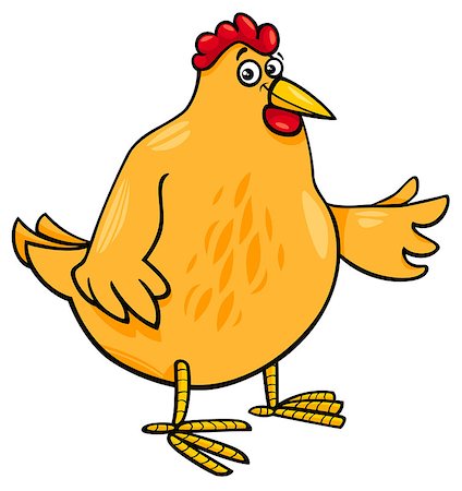 simsearch:400-06630225,k - Cartoon Illustration of Funny Hen or Chicken Animal Character Photographie de stock - Aubaine LD & Abonnement, Code: 400-09117337