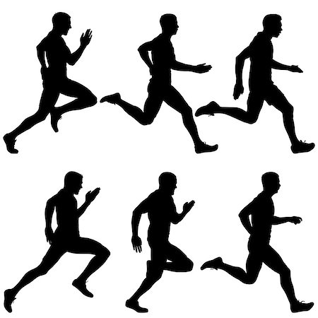simsearch:400-05225597,k - Set of silhouettes. Runners on sprint men. Fotografie stock - Microstock e Abbonamento, Codice: 400-09117356