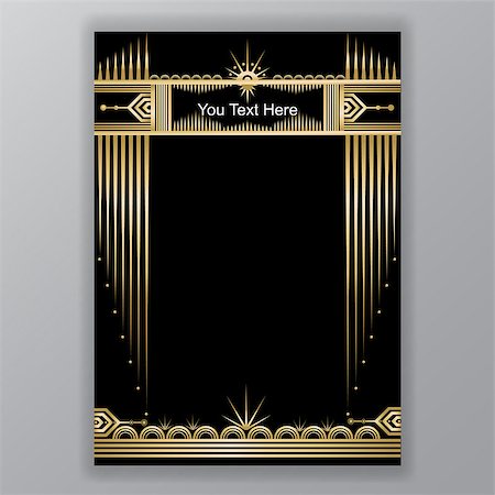 pollyw (artist) - Art Deco template golden-black, A4 page, menu, card, invitation, Moon and stars in ArtDeco/Art Nuvo style, beautiful bakcground . Stock Photo - Budget Royalty-Free & Subscription, Code: 400-09117397