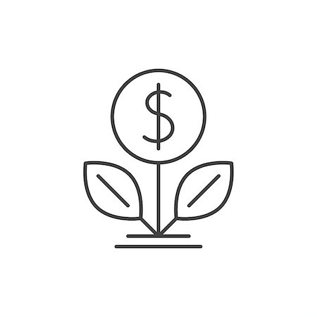 dollar sign with plants - Dollar tree outline icon on white Stock Photo - Budget Royalty-Free & Subscription, Code: 400-09117393