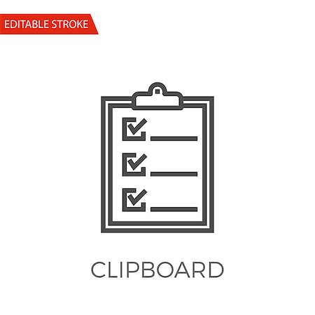 simsearch:400-08132580,k - Clipboard Thin Line Vector Icon. Flat Icon Isolated on the White Background. Editable Stroke EPS file. Vector illustration. Stock Photo - Budget Royalty-Free & Subscription, Code: 400-09117489