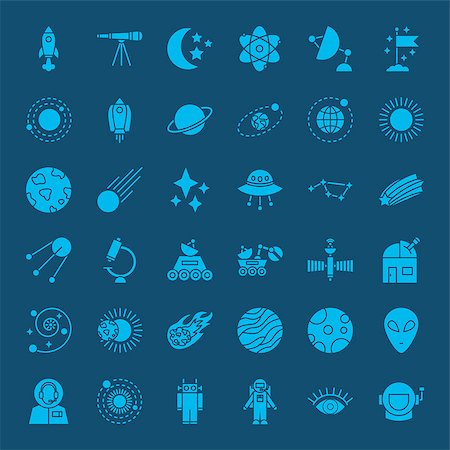 simsearch:400-08551175,k - Space Glyph Web Icons. Vector Set of Universe Solid Symbols. Foto de stock - Super Valor sin royalties y Suscripción, Código: 400-09117555