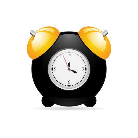 simsearch:400-04801462,k - Black alarm clock on white background with gold bells Stock Photo - Budget Royalty-Free & Subscription, Code: 400-09117585