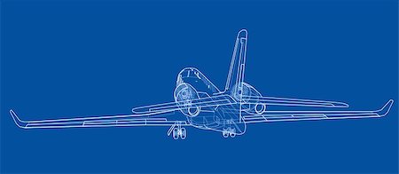 drawing in modern art - Airplane blueprint. Vector illustration rendering of 3d Foto de stock - Super Valor sin royalties y Suscripción, Código: 400-09117691
