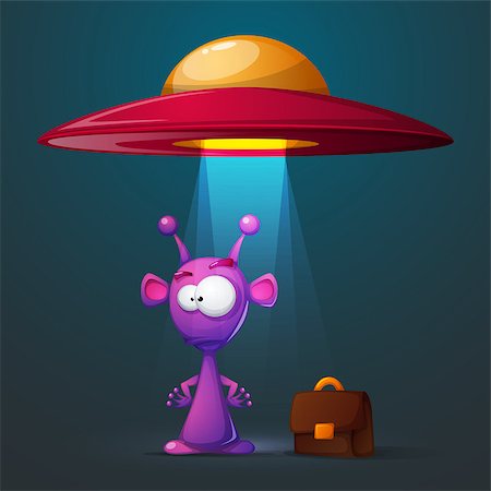 simsearch:400-06091348,k - Funny, cute alien with big eye and ear. Vector eps 10 Photographie de stock - Aubaine LD & Abonnement, Code: 400-09117749