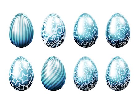 simsearch:400-07921731,k - Set of light blue easter eggs, isolated on the white background Stock Photo - Budget Royalty-Free & Subscription, Code: 400-09117852