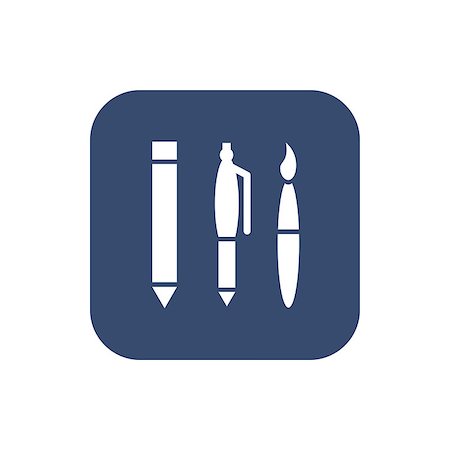 Office supplies icon. Pen, pencil and brush. Vector illustration Stock Photo - Budget Royalty-Free & Subscription, Code: 400-09117905