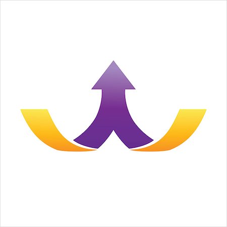 1 purple arrow divided in middle on 2 gold lines Stockbilder - Microstock & Abonnement, Bildnummer: 400-09117957