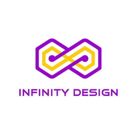 Yellow infinity with purple silhouette around it Stockbilder - Microstock & Abonnement, Bildnummer: 400-09117951
