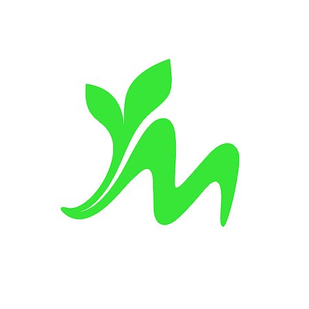Shiny green letter m with two leaves in front Stockbilder - Microstock & Abonnement, Bildnummer: 400-09117953