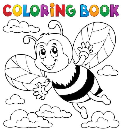 simsearch:400-06326510,k - Coloring book happy bee theme 1 - eps10 vector illustration. Foto de stock - Royalty-Free Super Valor e Assinatura, Número: 400-09117965