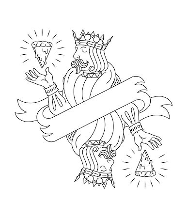 ryanpaul (artist) - It's a black on white background vector illustration depicting two reflected kings and their divine slices of pizza Foto de stock - Super Valor sin royalties y Suscripción, Código: 400-09118031