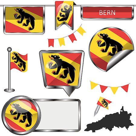 simsearch:400-08493890,k - Vector glossy icons of flag of Bern on white Foto de stock - Royalty-Free Super Valor e Assinatura, Número: 400-09118125