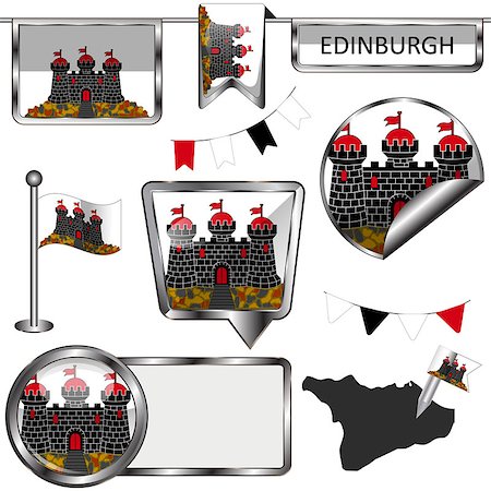 simsearch:400-08493890,k - Vector glossy icons of flag of Edinburgh on white Foto de stock - Royalty-Free Super Valor e Assinatura, Número: 400-09118127