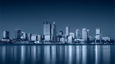 simsearch:400-09119811,k - Panoramic cityscape image of Perth skyline, Australia during sunset. Stock Photo - Budget Royalty-Free & Subscription, Code: 400-09119732