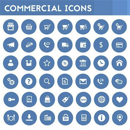 simsearch:400-08696973,k - Trendy flat design big commercial icons set Fotografie stock - Microstock e Abbonamento, Codice: 400-09119816