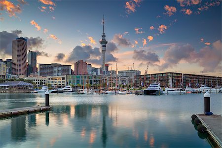 simsearch:400-09119811,k - Cityscape image of Auckland skyline, New Zealand during sunrise. Stock Photo - Budget Royalty-Free & Subscription, Code: 400-09119862