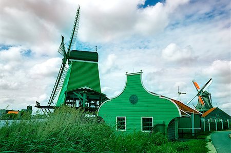 Dutch windmills from Zaanse Schans, Amsterdam, the Netherlands Stock Photo - Budget Royalty-Free & Subscription, Code: 400-09119900