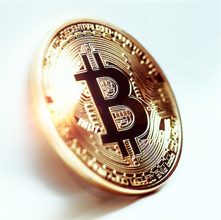 simsearch:400-09097337,k - Bitcoin coin photo close-up. Crypto currency, blockchain technology on white background Stock Photo - Budget Royalty-Free & Subscription, Code: 400-09119947