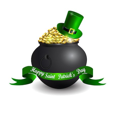 simsearch:400-08193746,k - St Patricks Day symbol. Leprechaun hat and pot of gold Foto de stock - Super Valor sin royalties y Suscripción, Código: 400-09110031