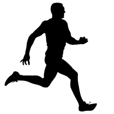 simsearch:400-05225597,k - Black Silhouettes Runners sprint men on white background. Fotografie stock - Microstock e Abbonamento, Codice: 400-09110104