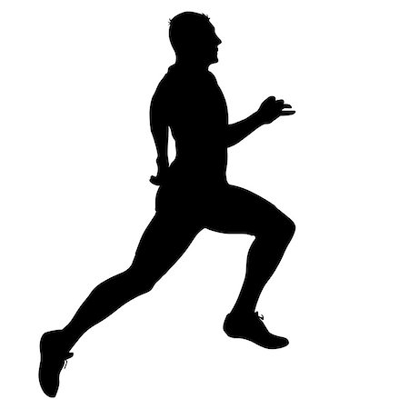 simsearch:400-05225597,k - Black Silhouettes Runners sprint men on white background. Fotografie stock - Microstock e Abbonamento, Codice: 400-09110105