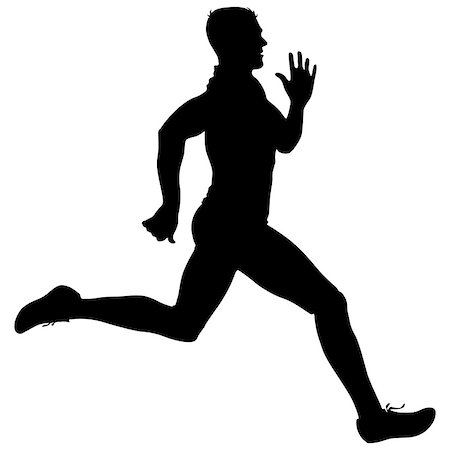 simsearch:400-05225597,k - Black Silhouettes Runners sprint men on white background. Fotografie stock - Microstock e Abbonamento, Codice: 400-09110102