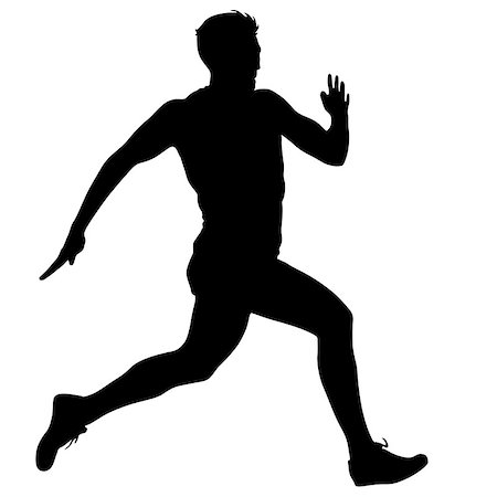 simsearch:400-05225597,k - Black Silhouettes Runners sprint men on white background. Fotografie stock - Microstock e Abbonamento, Codice: 400-09110103
