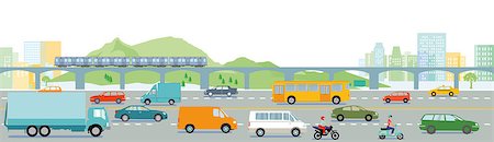 Highway with big city illustration Stock Photo - Budget Royalty-Free & Subscription, Code: 400-09110141