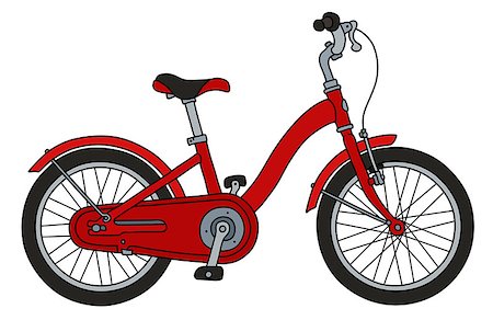red and black bicycle - The hand drawing of a funny classical red bicycle Stock Photo - Budget Royalty-Free & Subscription, Code: 400-09110156