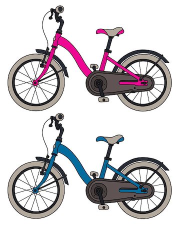 The hand drawing of pink and blue children bicycles Stock Photo - Budget Royalty-Free & Subscription, Code: 400-09110158