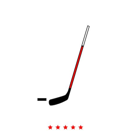 Hockey sticks and puck  it is icon . Flat style . Stock Photo - Budget Royalty-Free & Subscription, Code: 400-09110409