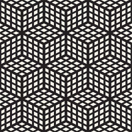 simsearch:400-08415945,k - Cubic Grid Tiling Endless Stylish Texture. Abstract Geometric Background Design. Vector Seamless Black and White Pattern. Stockbilder - Microstock & Abonnement, Bildnummer: 400-09110429