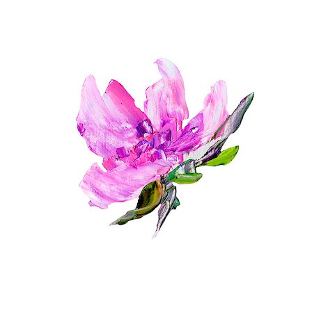 simsearch:400-05688265,k - Hand painted modern style purple flower isolated on white background. Spring flower seasonal nature card. Oil painting Stockbilder - Microstock & Abonnement, Bildnummer: 400-09110568