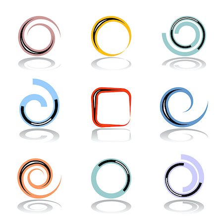 simsearch:400-07986691,k - Design elements set. Spiral and circle shapes. Abstract icons. Vector art. Fotografie stock - Microstock e Abbonamento, Codice: 400-09110641