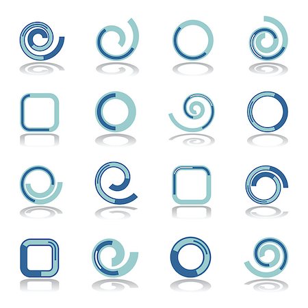 simsearch:400-07986691,k - Design elements set. Spiral, circle and square shapes. Abstract icons. Vector art. Fotografie stock - Microstock e Abbonamento, Codice: 400-09110642