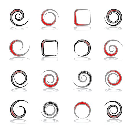 simsearch:400-07986691,k - Design elements set. Spiral, circle and square shapes. Abstract icons. Vector art. Fotografie stock - Microstock e Abbonamento, Codice: 400-09110643