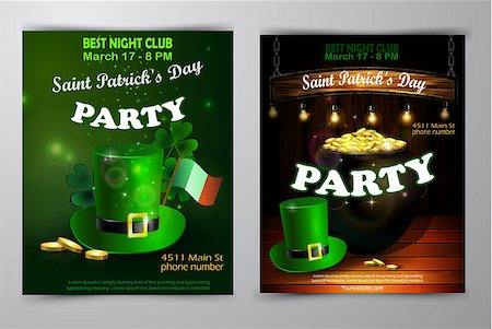 simsearch:400-06066026,k - St. Patrick s Day poster set. Vector illustration for party Foto de stock - Super Valor sin royalties y Suscripción, Código: 400-09110676