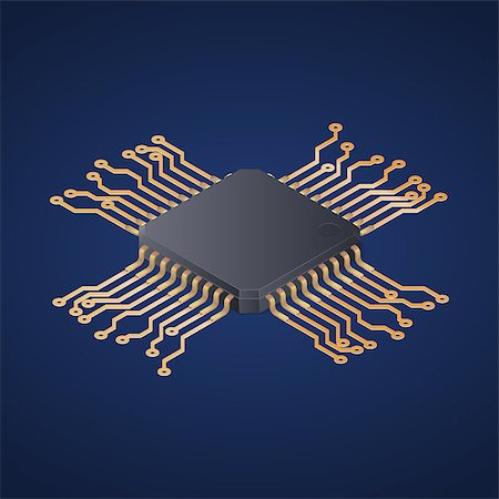 processor vector icon - Cpu Microprocessor Microchip Circuit board. Isometric vector illustration. Stock Photo - Budget Royalty-Free & Subscription, Code: 400-09110688