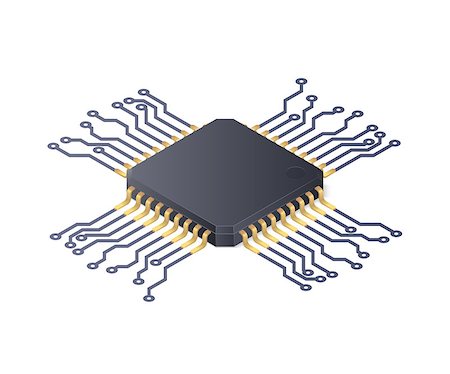 Micro processor. Circuit board isolated on white background. Isometric vector illustration. Stockbilder - Microstock & Abonnement, Bildnummer: 400-09110690