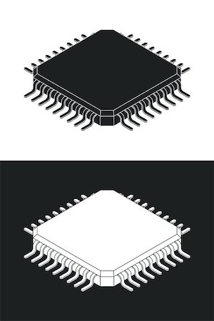 Microchip processor logotype template. Monochrome isometric vector illustration. Stockbilder - Microstock & Abonnement, Bildnummer: 400-09110691