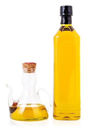 simsearch:622-07743615,k - Bottle and jar of oil on a white background Stock Photo - Budget Royalty-Free & Subscription, Code: 400-09112378